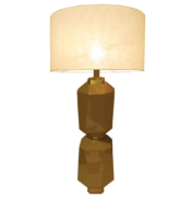 modern table lamp with two tiers in mustard lacquer high gloss