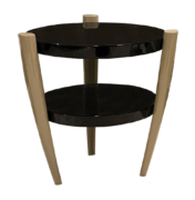 Two tiered round black onyx side table with brass legs