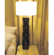 tall table lamp n wood with brown stones