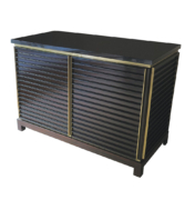 modern 2 door cabinet sideboard in lacquer with brass trip and stone top