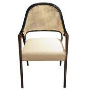 modern dining desk chair with cane back lacquer frame metal brass or copper legs