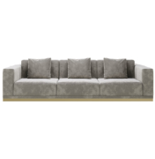 Square arm three seat sofa with brass metal base