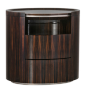 oval wood bedside table nightstand with drawers and niche