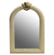 parchment goatskin mirror with brass detail