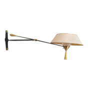 Single Mid Century Sconce with Brass details and silk shade