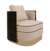 Bonnie Lounge chair with eucalyptus back and smoked brass details