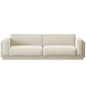Sofa with rounded squared arms with Macassar Ebony details