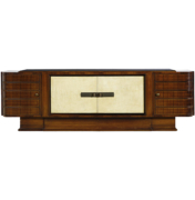 Italian Art Deco Rosewood Sideboard with Parchment Doors and Bronze handles.