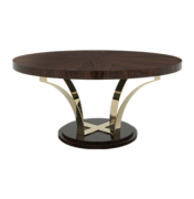 Circular Coffee Table with Smoked Brass legs and a starburst pattern design.