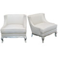 white lounge chairs antique with silver leaf feet