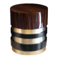 modern round side table with wood lacquer and metal