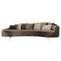 modern curved daybed sofa with mid century design and brass legs