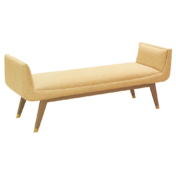 Modern upholstered Bench with lacquer and brass feet