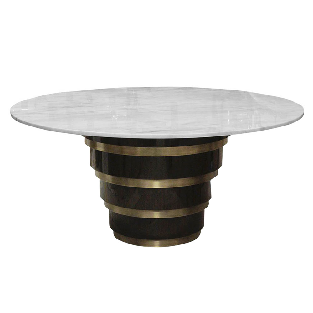 Round entry dining pedestal table with marble
