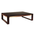 Rectangular coffee table in wood and brass