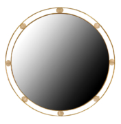 modern round mirror in brass and stones