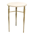 round side table in bronze with marble or wood top and three legs