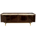 modern wood sideboard in brass with macassar, brass and marble