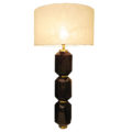 modern table lamp in wood and brass with macassar tiers