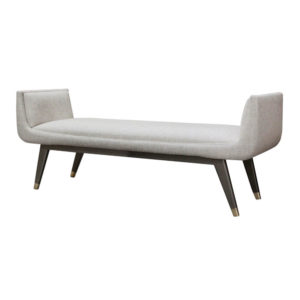 modern upholstered bench with lacquer legs and feet caps