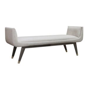 modern upholstered bench with lacquer legs and feet caps