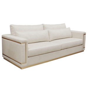 Modern sofa with metal inlays
