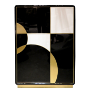 Cabinet with black and white lacquer and brass Art Deco design