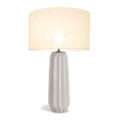 modern table lamp in white lacquer with ribbed details in wood