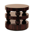 three tier round side table in exotic wood and high gloss