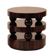 three tier round side table in exotic wood and high gloss