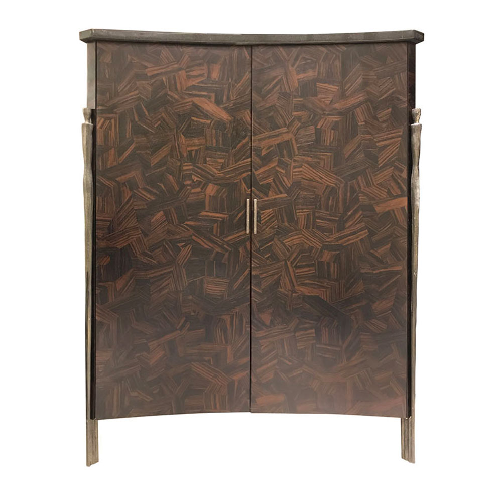 Modern wood cabinet with metal giacometti legs