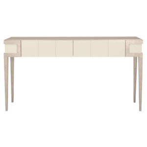 Modern console table in lacquer with silver leaf legs