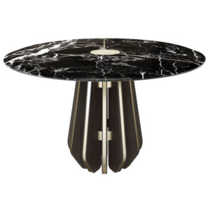 marble dining or entry table with metal details