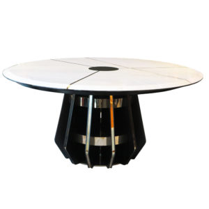 White Maple Dining Table with Brass