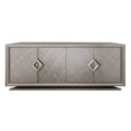 vintage look wood sideboard with 4 doors and diamond brass hardware