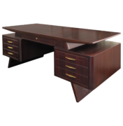 Italian Mid-Century Desk with Indian rosewood body and brass hardware.