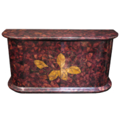 Purple tortoise shell bar console sideboard cabinet with leaves and brass