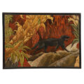 antique panel of panther in nature