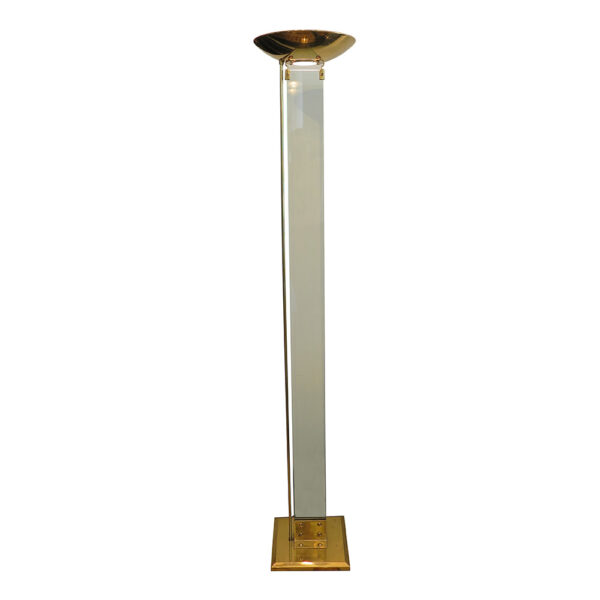 Mid Century lucite torchiere with brass details