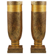 pair of extra large stucco vases in golden patina