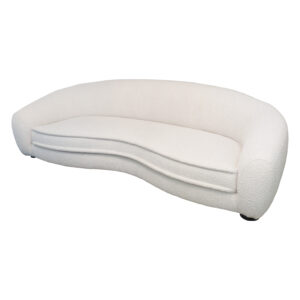 Mid-Century Sofa in the style of Jean Royere with curved frame in white bouclé upholstery