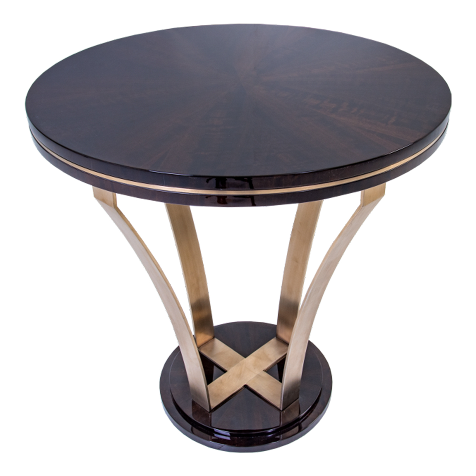 Elegant side table in Eucalyptus Frisé with smoked brass.