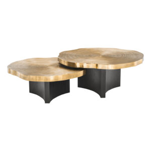 Brass top coffee table with Ebony stain Maple Wood base