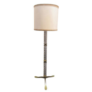 Mid-Century Murano Glass Floor Lamp with brass fittings and silk shade cover