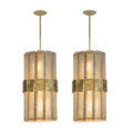 Antique Pair of Murano Glass Chandeliers with Gold and Brass Details