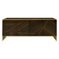 Aspen sideboard with walnut wood in high gloss finish with smoked brass details