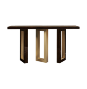 Macassar Ebony Console with brass details and three angled legs