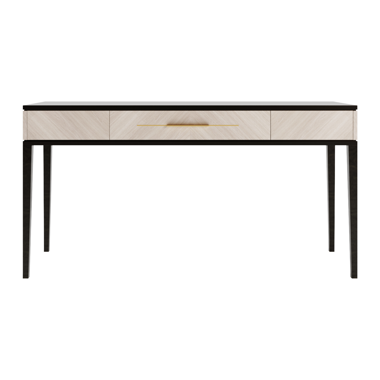 natural oak console with black oak and smoked brass details