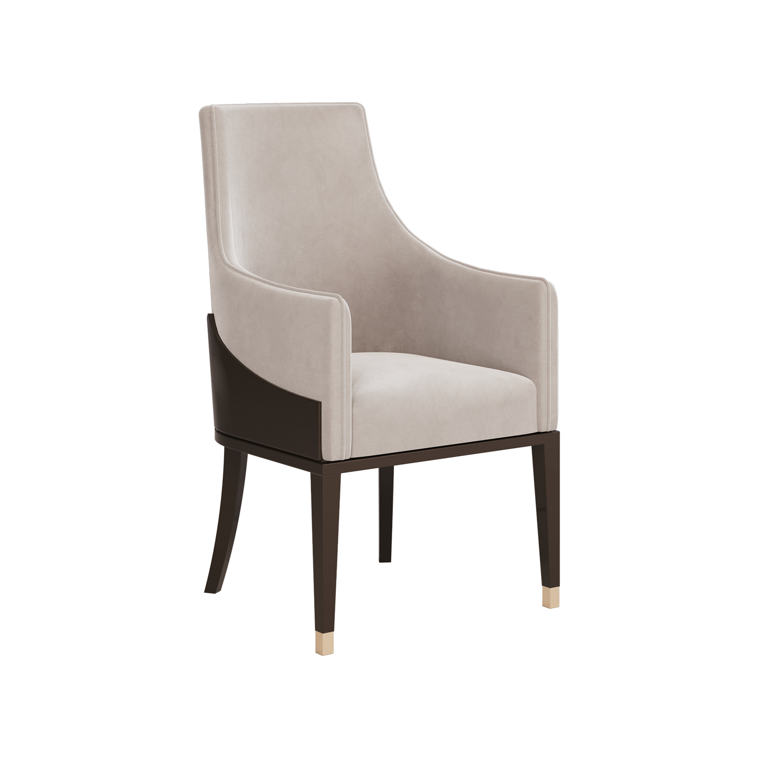 Ella dining Chair with arms and brown lacquer detail on back