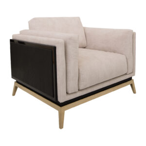 Modern Lounge chair with Macassar Ebony Details and smoked brass legs